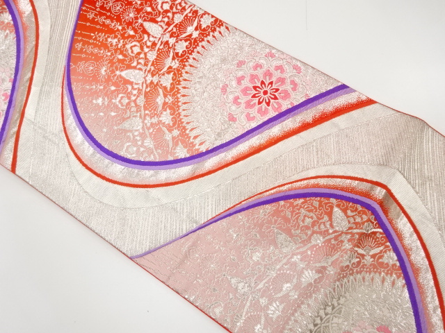 流水に華紋織り出し　袋帯